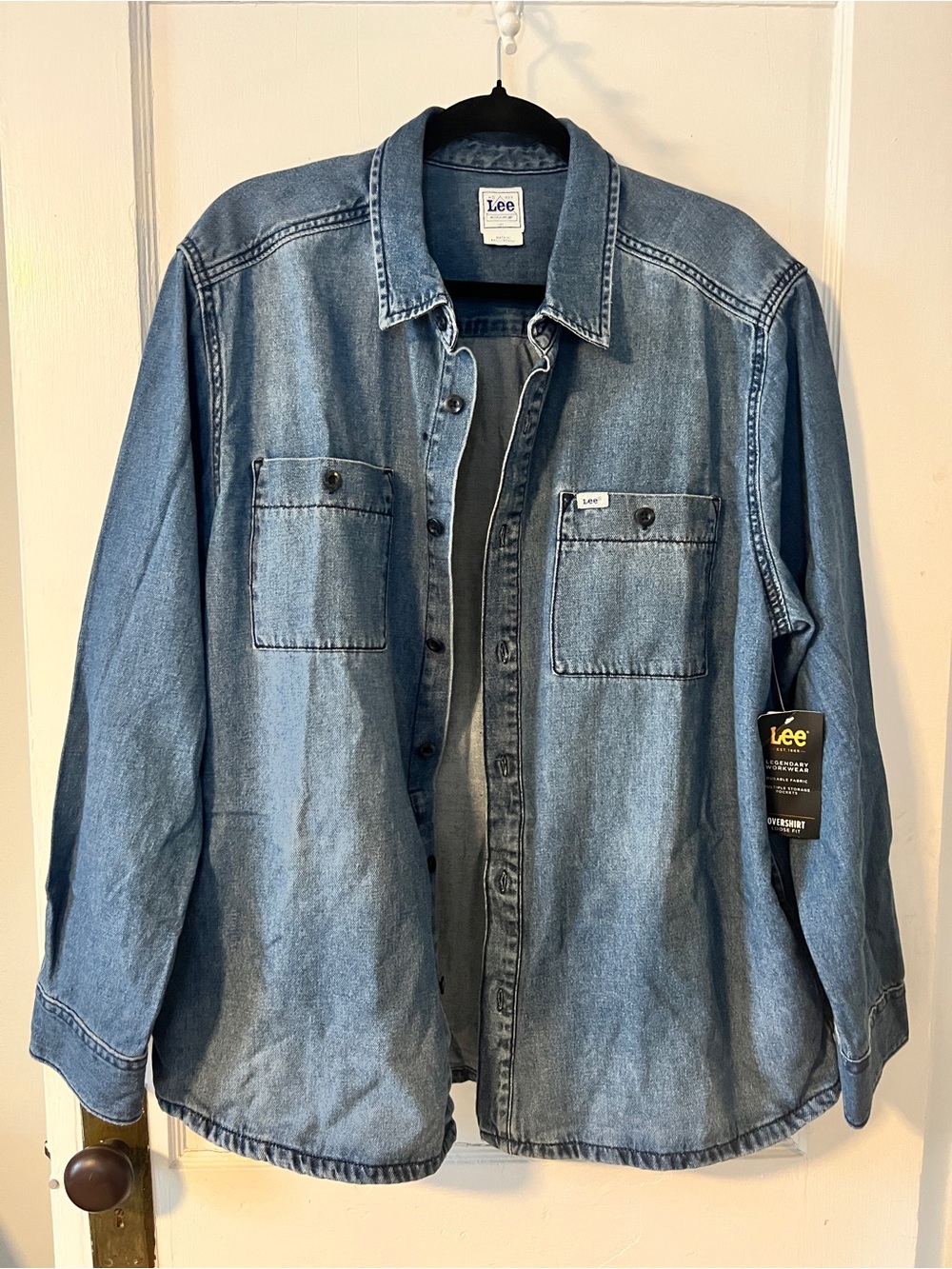 NWT Lee Legendary Workwear Denim Overshirt Loose Fit Unisex Size Large Shacket